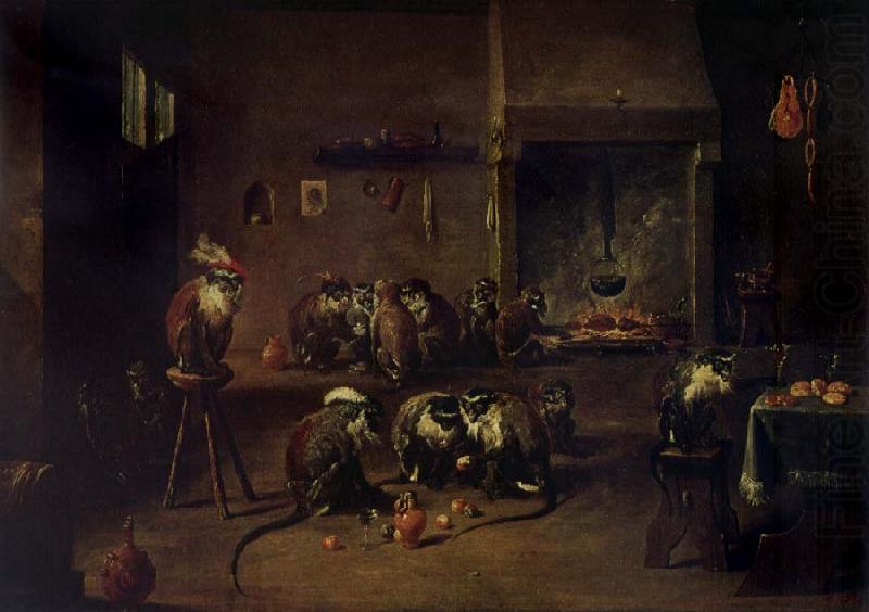 Apes in a Kitchen, TENIERS, David the Younger